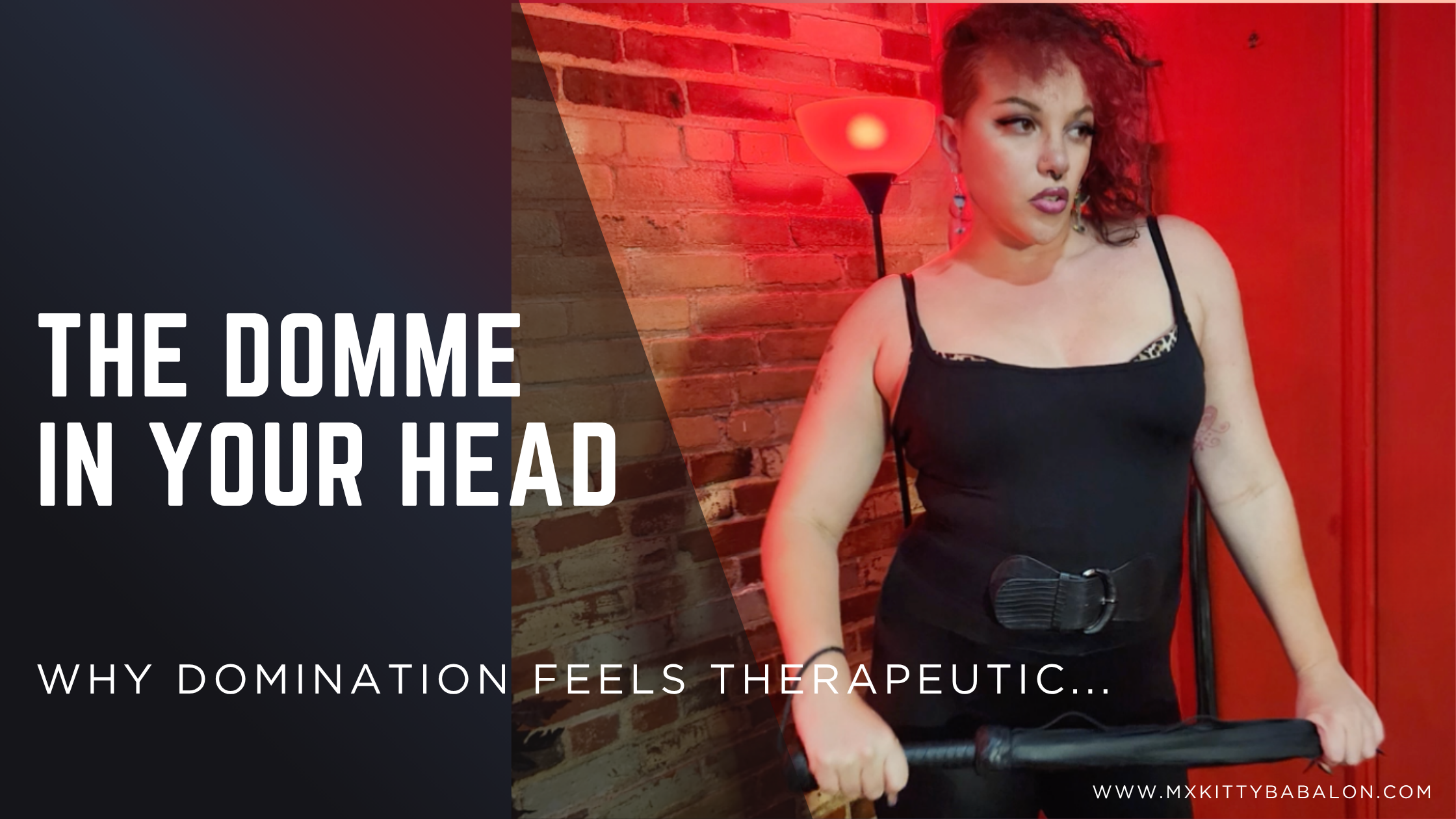 Mx Babalon strike a commanding pose as a therapeutic Domme.